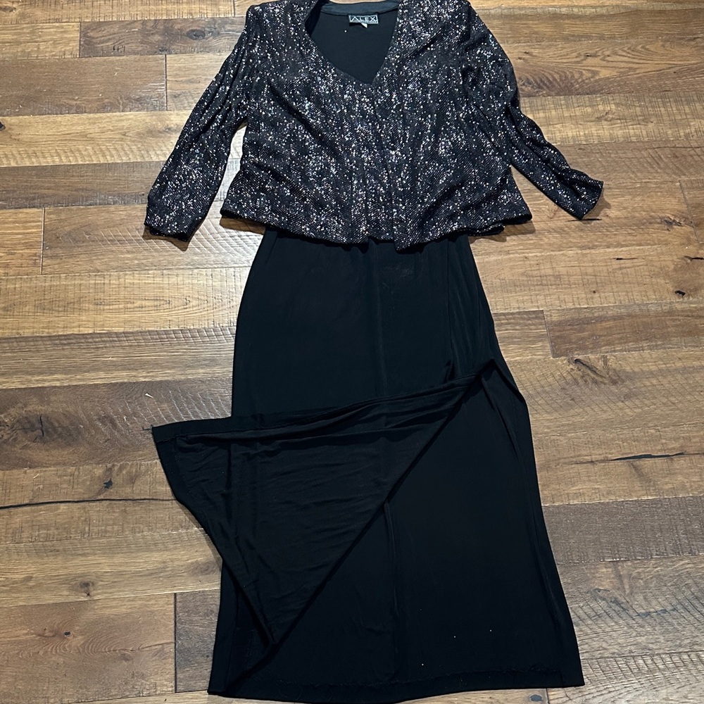 Alex Evenings Black Dress with Metallic Accents - Picture 6 of 7
